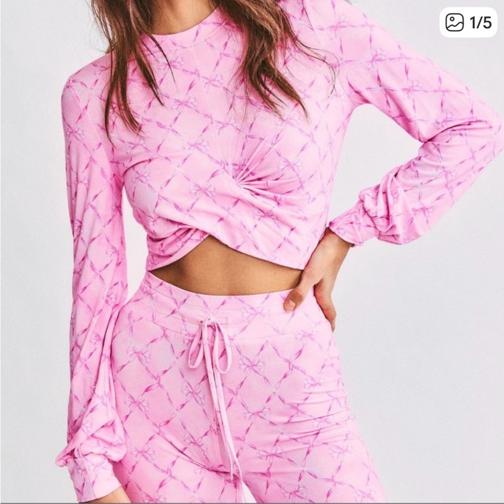 Loveshackfancy x Beach Riot Marley Crop Top in Beaux Pink Tie Dye Size Medium